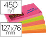 Lot de 5 blocs 76 x 127 mm - couleurs néon Super Sticky